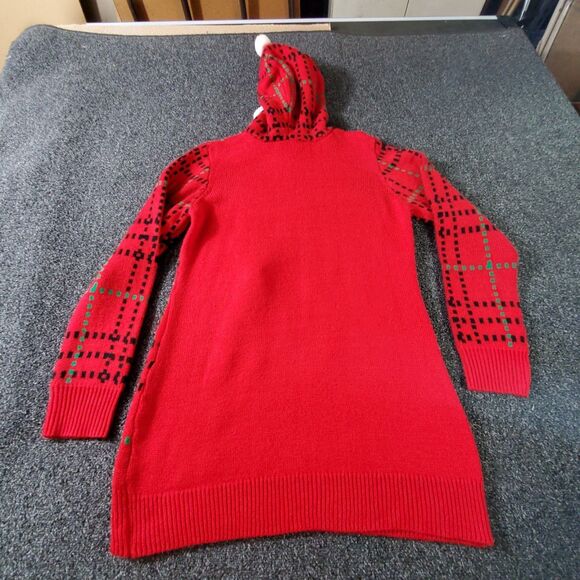 NOBO Christmas Sweater Women's XXL 19 Red Plaid Fleece Trim Hoodie Snowman - Picture 2 of 9
